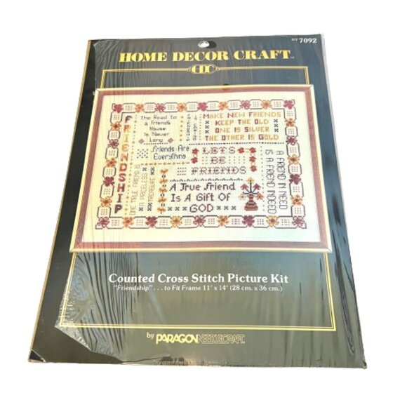 Home Decor Craft Counted Cross Stitch Picture Kit Friendship Sampler NEW - Picture 1 of 5